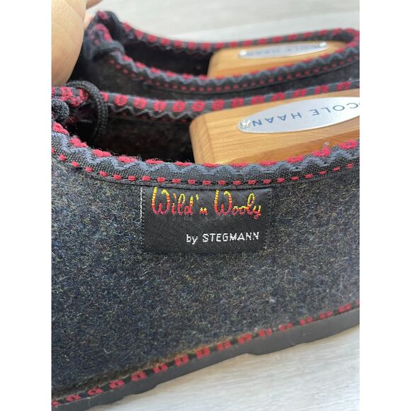 Wild' n Wooly by Stegmann Women's Oxford Ankle Lace Up Pure Wool 6 Black Shoes - Picture 7 of 10